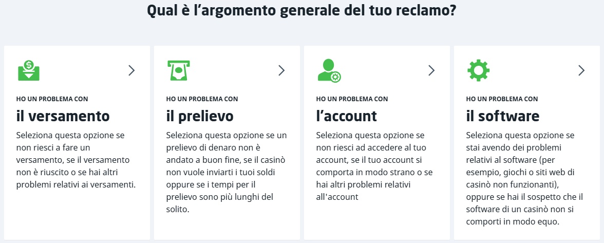 Categorie di reclami